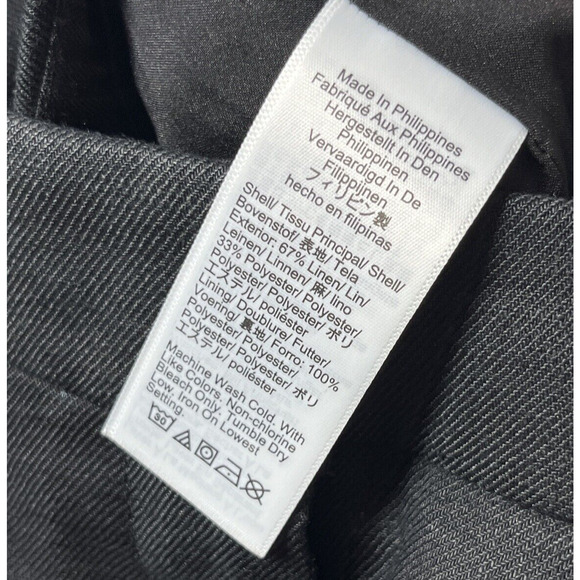 J Crew Kate Pants Womens 16 Black Straight Leg Pant Stretch Linen Blend Lined - Picture 8 of 10